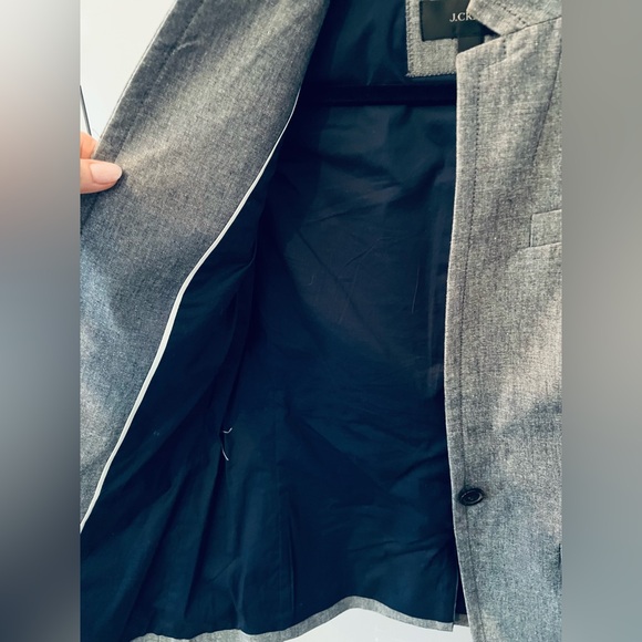 POPPED COLLAR STRUCTURED LINEN BLAZER LINED - Picture 3 of 5